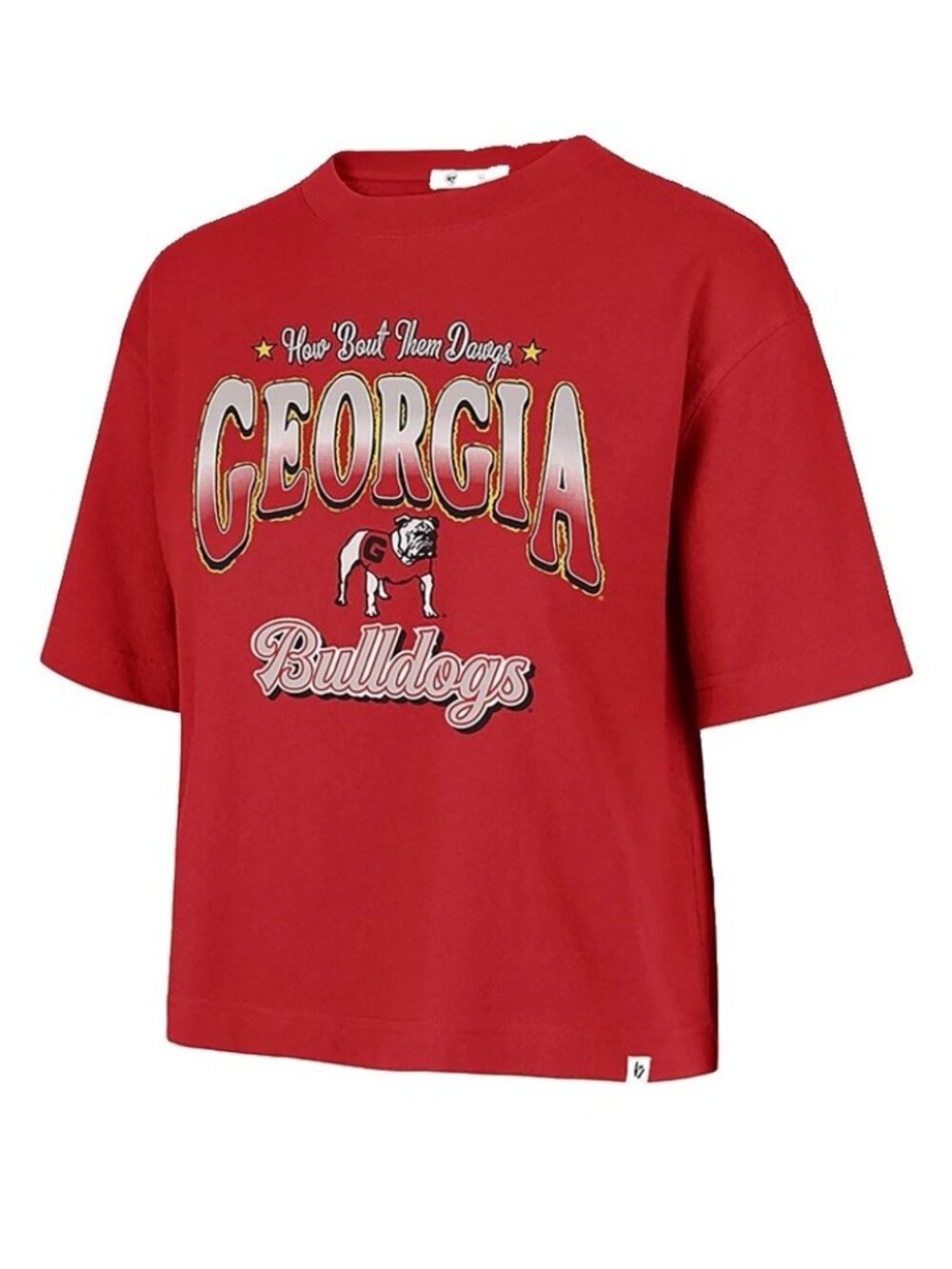 47B Womens Georgia Vibe Check Reed City Boxy SS Tee Georgia Bulldogs Red Large